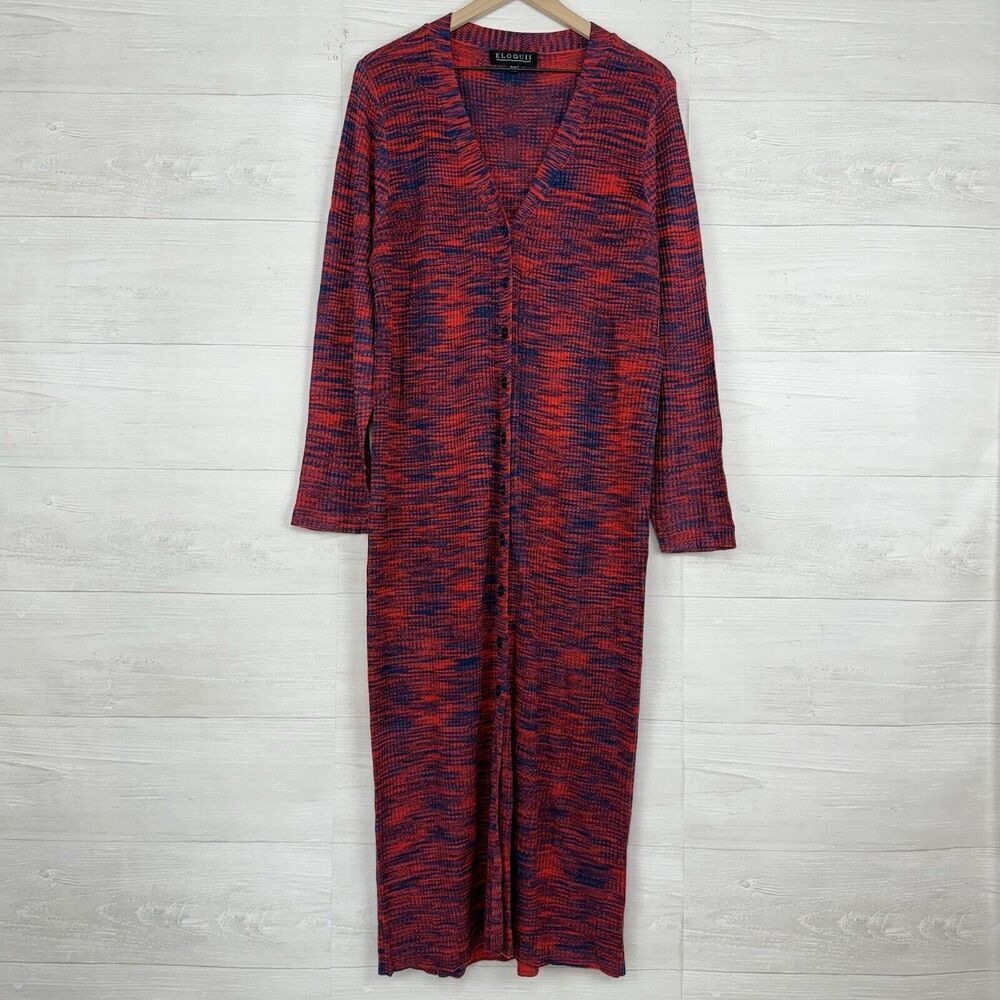 Eloquii Size 18/20‎ Ribbed Maxi Sweater Dress Button Front V Neck Thanksgiving